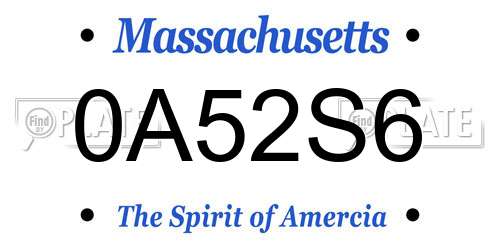 0A52S6 Massachusetts License Plate