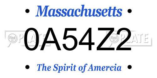 0A54Z2 Massachusetts License Plate