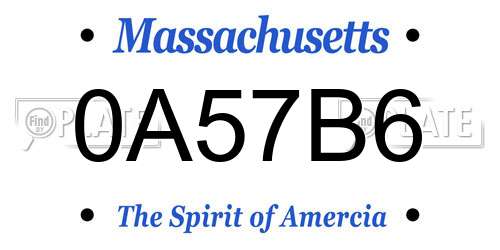 0A57B6 Massachusetts License Plate