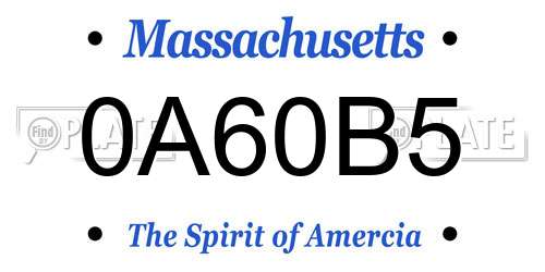 0A60B5 Massachusetts License Plate