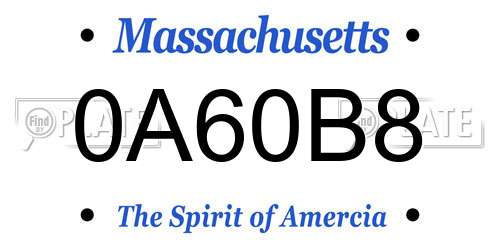 0A60B8 Massachusetts License Plate
