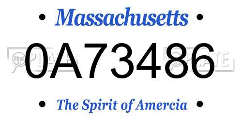0A73486 Massachusetts License Plate