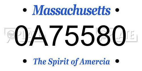 0A75580 Massachusetts License Plate