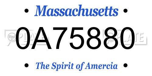 0A75880 Massachusetts License Plate