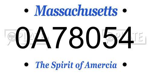 0A78054 Massachusetts License Plate
