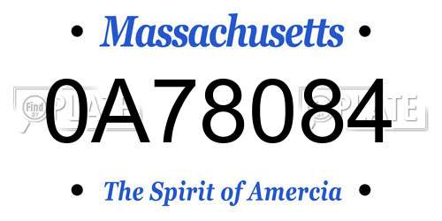 0A78084 Massachusetts License Plate