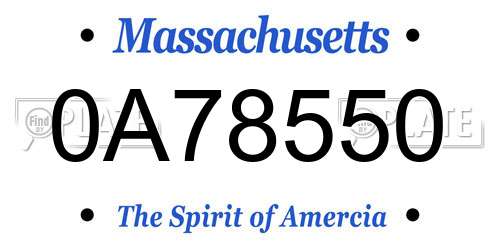 0A78550 Massachusetts License Plate