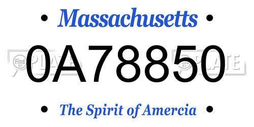 0A78850 Massachusetts License Plate