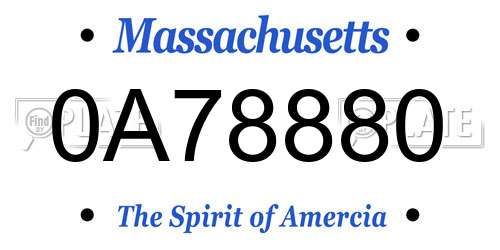 0A78880 Massachusetts License Plate