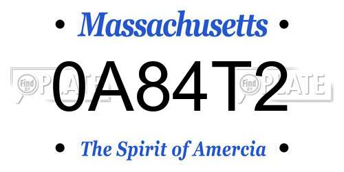 0A84T2 Massachusetts License Plate