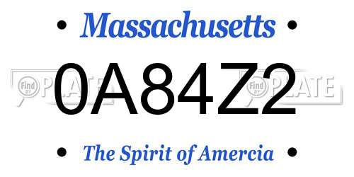 0A84Z2 Massachusetts License Plate