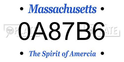 0A87B6 Massachusetts License Plate