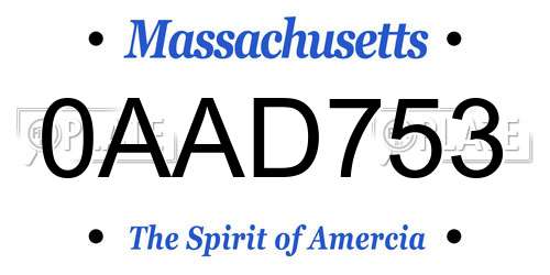 0AAD753 Massachusetts License Plate