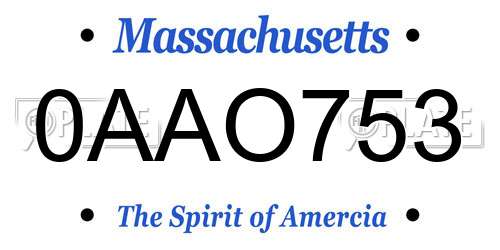 0AAO753 Massachusetts License Plate