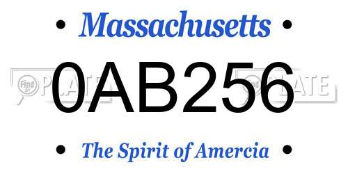 0AB256 Massachusetts License Plate