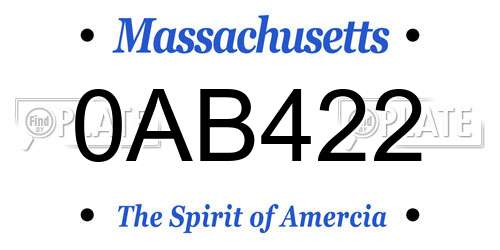 0AB422 Massachusetts License Plate