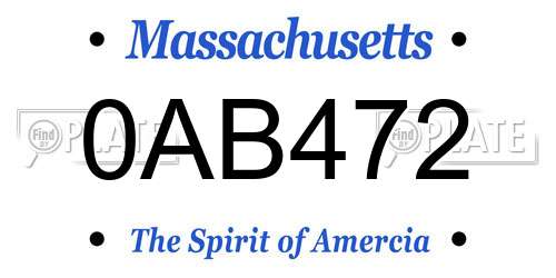 0AB472 Massachusetts License Plate