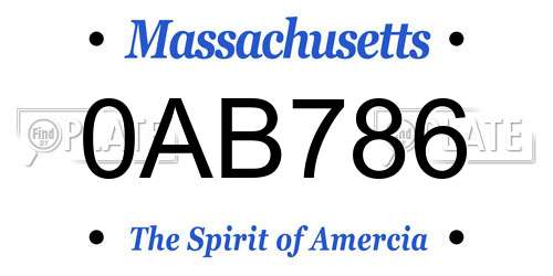 0AB786 Massachusetts License Plate