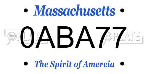 0ABA77 Massachusetts License Plate
