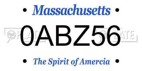 0ABZ56 Massachusetts License Plate