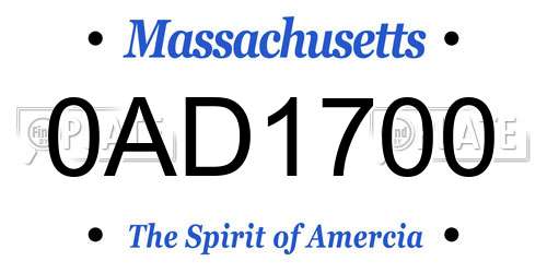 0AD1700 Massachusetts License Plate