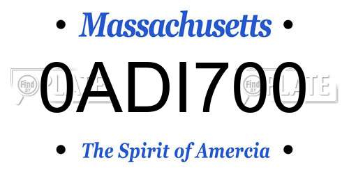 0ADI700 Massachusetts License Plate