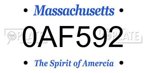 0AF592 Massachusetts License Plate