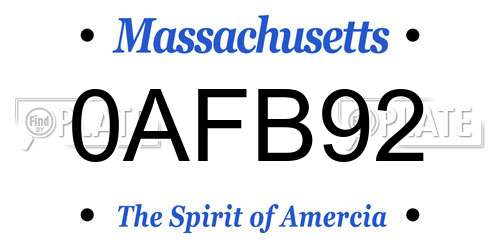 0AFB92 Massachusetts License Plate