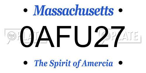 0AFU27 Massachusetts License Plate