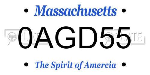 0AGD55 Massachusetts License Plate