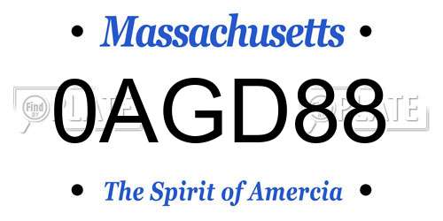 0AGD88 Massachusetts License Plate