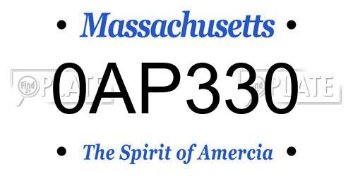 0AP330 Massachusetts License Plate