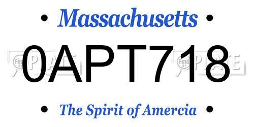 0APT718 Massachusetts License Plate