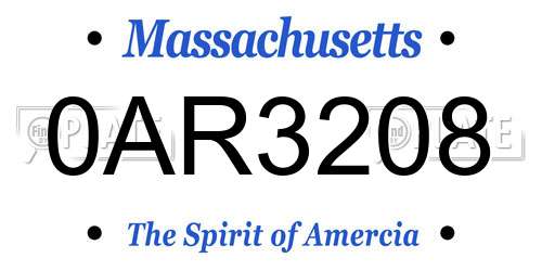 0AR3208 Massachusetts License Plate