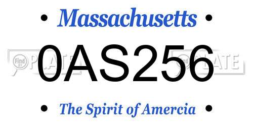 0AS256 Massachusetts License Plate