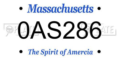 0AS286 Massachusetts License Plate