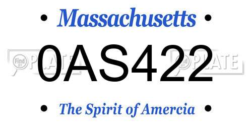 0AS422 Massachusetts License Plate