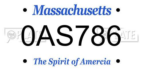 0AS786 Massachusetts License Plate