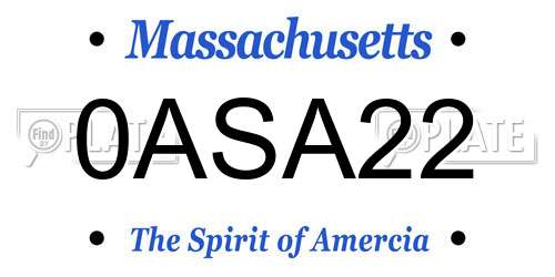 0ASA22 Massachusetts License Plate
