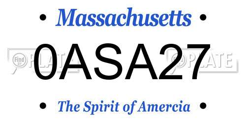 0ASA27 Massachusetts License Plate