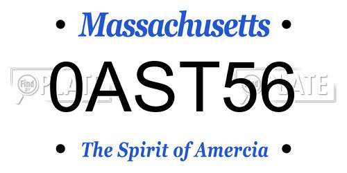 0AST56 Massachusetts License Plate