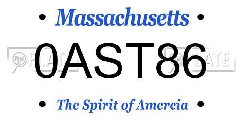 0AST86 Massachusetts License Plate
