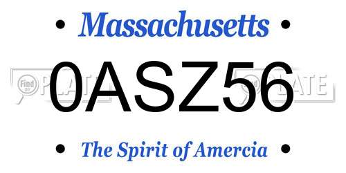 0ASZ56 Massachusetts License Plate