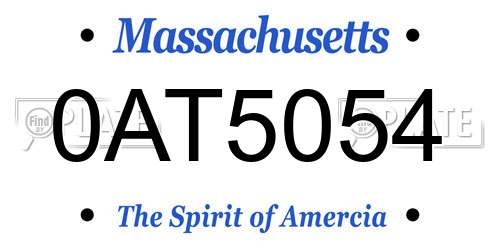0AT5054 Massachusetts License Plate