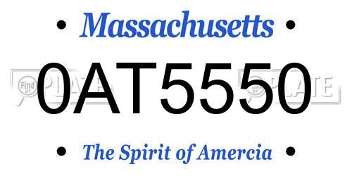 0AT5550 Massachusetts License Plate
