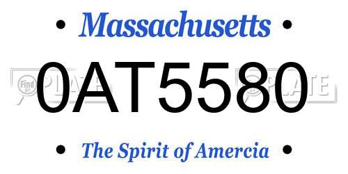 0AT5580 Massachusetts License Plate