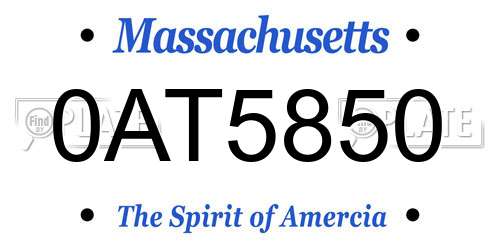 0AT5850 Massachusetts License Plate