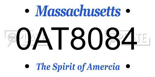 0AT8084 Massachusetts License Plate