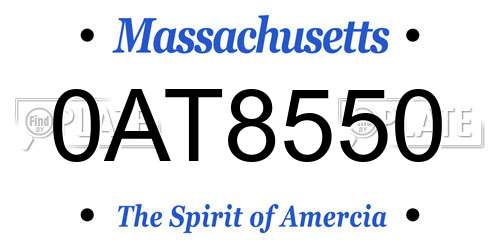 0AT8550 Massachusetts License Plate