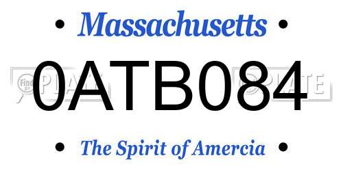 0ATB084 Massachusetts License Plate